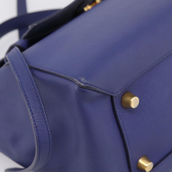 CELINE Belt Bag Hand Bag Leather 2way Blue Gold Tone Auth 196432