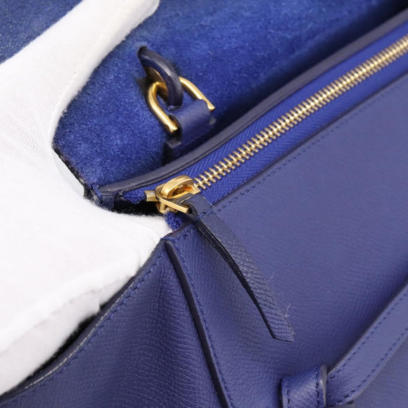 CELINE Belt Bag Hand Bag Leather 2way Blue Gold Tone Auth 196432