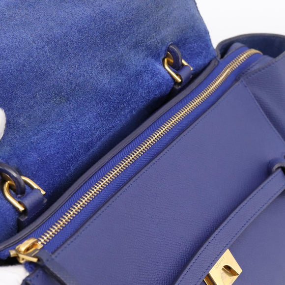 CELINE Belt Bag Hand Bag Leather 2way Blue Gold Tone Auth 196432
