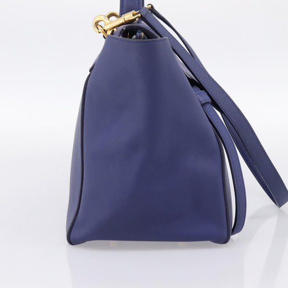 CELINE Belt Bag Hand Bag Leather 2way Blue Gold Tone Auth 196432