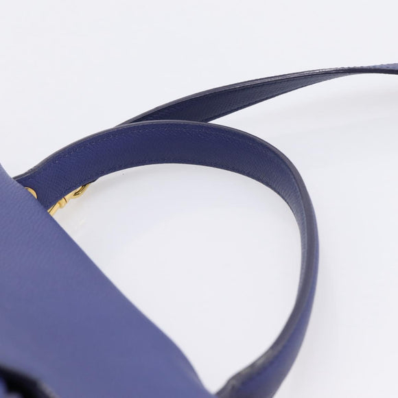 CELINE Belt Bag Hand Bag Leather 2way Blue Gold Tone Auth 196432