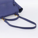 CELINE Belt Bag Hand Bag Leather 2way Blue Gold Tone Auth 196432-9