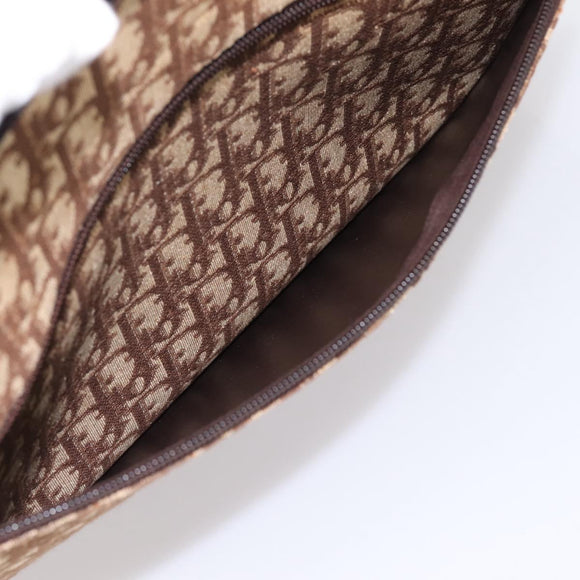 Christian Dior Trotter Canvas Hand Bag Beige Gold Tone Auth 196433A