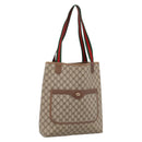 GUCCI GG Supreme Web Sherry Line Tote Bag PVC Beige Gold 40 02 003 Auth 196434-1