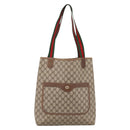 GUCCI GG Supreme Web Sherry Line Tote Bag PVC Beige Gold 40 02 003 Auth 196434-2