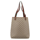 GUCCI GG Supreme Web Sherry Line Tote Bag PVC Beige Gold 40 02 003 Auth 196434-3
