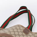 GUCCI GG Supreme Web Sherry Line Tote Bag PVC Beige Gold 40 02 003 Auth 196434-8