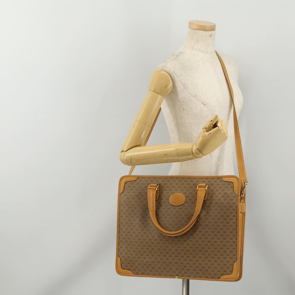 GUCCI Micro GG Hand Bag PVC Leather 2way Beige Gold Tone 015 1080025 Auth 196435