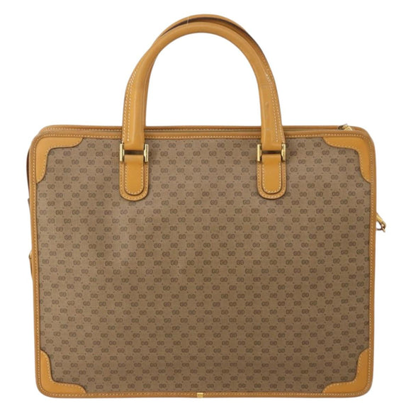 GUCCI Micro GG Hand Bag PVC Leather 2way Beige Gold Tone 015 1080025 Auth 196435