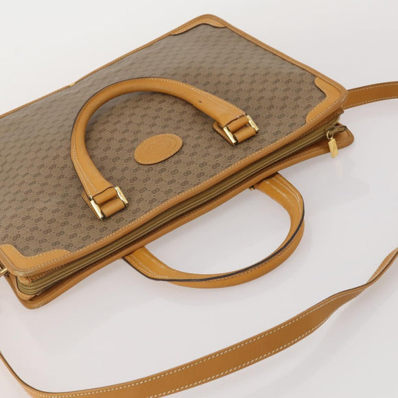 GUCCI Micro GG Hand Bag PVC Leather 2way Beige Gold Tone 015 1080025 Auth 196435