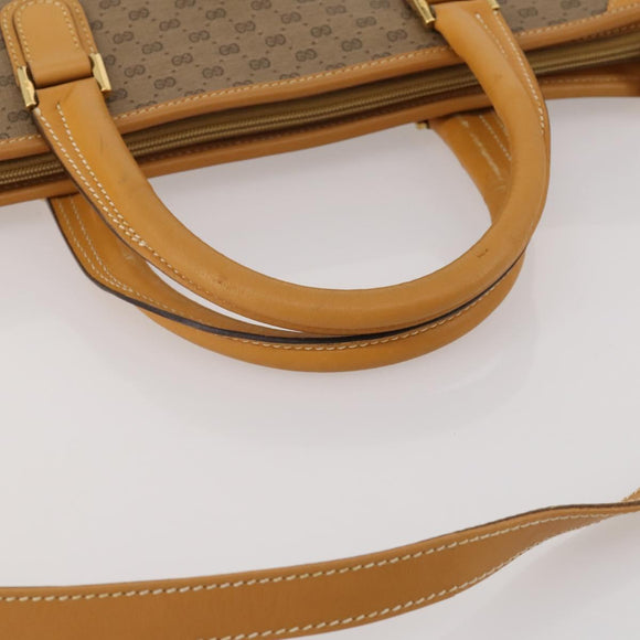 GUCCI Micro GG Hand Bag PVC Leather 2way Beige Gold Tone 015 1080025 Auth 196435