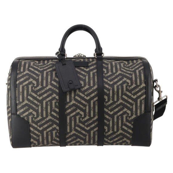 GUCCI GG Supreme GG Caleido Boston Bag PVC 2way Beige Black 406380 Auth 196436SAM