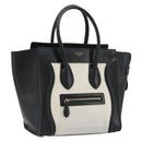 CELINE Luggage Micro Shopper Hand Bag Leather White Gold Tone Auth 196440A-1