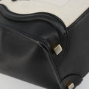CELINE Luggage Micro Shopper Hand Bag Leather White Gold Tone Auth 196440A-11