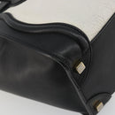 CELINE Luggage Micro Shopper Hand Bag Leather White Gold Tone Auth 196440A-13