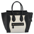 CELINE Luggage Micro Shopper Hand Bag Leather White Gold Tone Auth 196440A-2