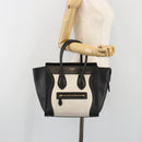 CELINE Luggage Micro Shopper Hand Bag Leather White Gold Tone Auth 196440A-26