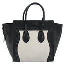 CELINE Luggage Micro Shopper Hand Bag Leather White Gold Tone Auth 196440A-3