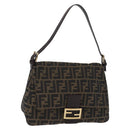 FENDI Zucca Canvas Mamma Baguette Shoulder Bag Brown Black Auth 196441V-1