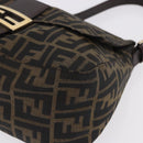 FENDI Zucca Canvas Mamma Baguette Shoulder Bag Brown Black Auth 196441V-9