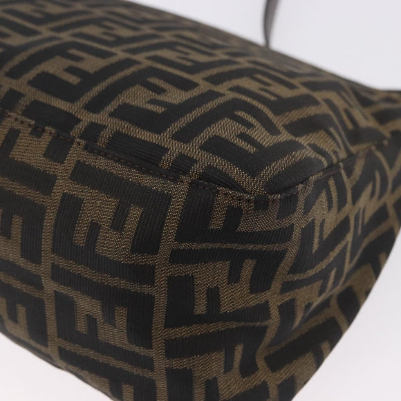FENDI Zucca Canvas Mamma Baguette Shoulder Bag Brown Black Auth 196441V