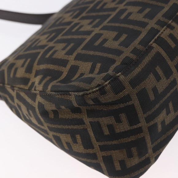 FENDI Zucca Canvas Mamma Baguette Shoulder Bag Brown Black Auth 196441V