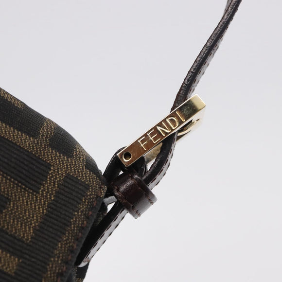 FENDI Zucca Canvas Mamma Baguette Shoulder Bag Brown Black Auth 196441V