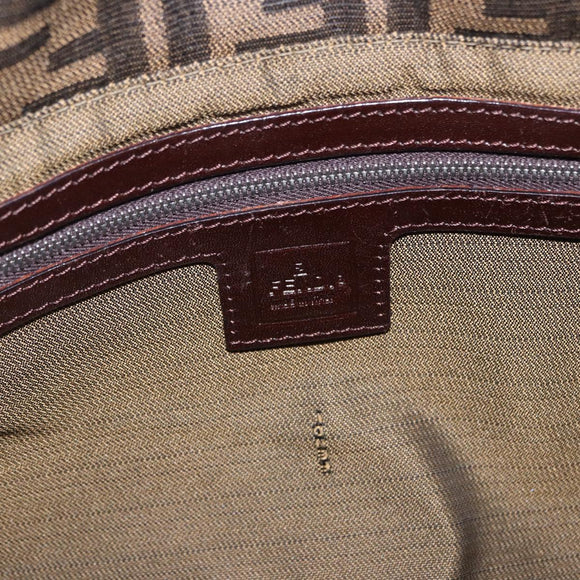 FENDI Zucca Canvas Mamma Baguette Shoulder Bag Brown Black Auth 196441V