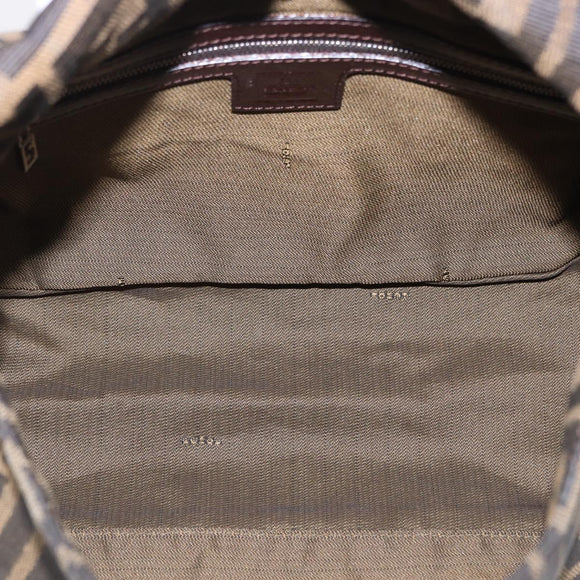 FENDI Zucca Canvas Mamma Baguette Shoulder Bag Brown Black Auth 196441V