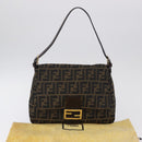 FENDI Zucca Canvas Mamma Baguette Shoulder Bag Brown Black Auth 196441V-12