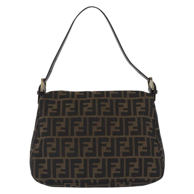 FENDI Zucca Canvas Mamma Baguette Shoulder Bag Brown Black Auth 196441V - 0