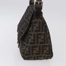 FENDI Zucca Canvas Mamma Baguette Shoulder Bag Brown Black Auth 196441V-4