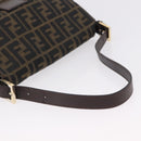FENDI Zucca Canvas Mamma Baguette Shoulder Bag Brown Black Auth 196441V-7