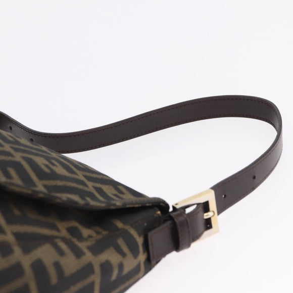 FENDI Zucca Canvas Mamma Baguette Shoulder Bag Brown Black Auth 196441V