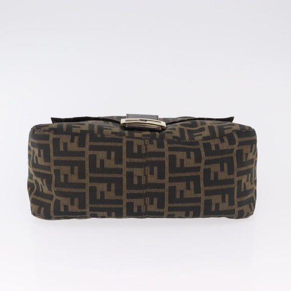 FENDI Zucca Canvas Mamma Baguette Shoulder Bag Brown Black Auth 196441V
