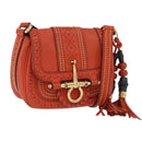 GUCCI Bamboo Snuffle Bit Tassel Shoulder Bag Leather Orange 263956 Auth 196442A-1