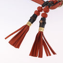 GUCCI Bamboo Snuffle Bit Tassel Shoulder Bag Leather Orange 263956 Auth 196442A-14