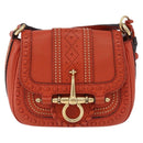 GUCCI Bamboo Snuffle Bit Tassel Shoulder Bag Leather Orange 263956 Auth 196442A-2