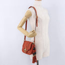 GUCCI Bamboo Snuffle Bit Tassel Shoulder Bag Leather Orange 263956 Auth 196442A-23