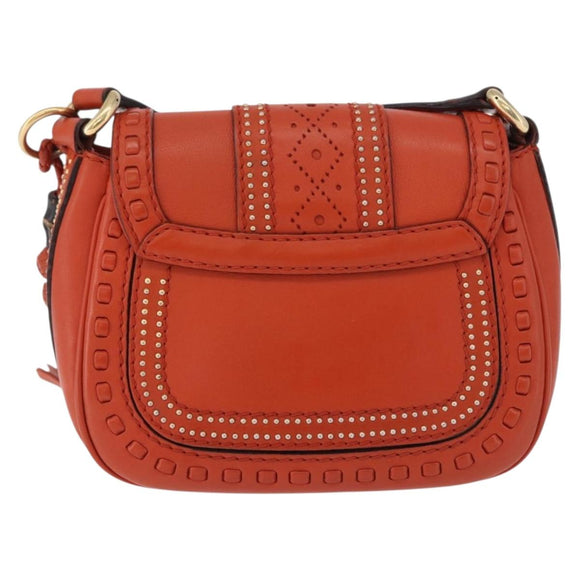 GUCCI Bamboo Snuffle Bit Tassel Shoulder Bag Leather Orange 263956 Auth 196442A