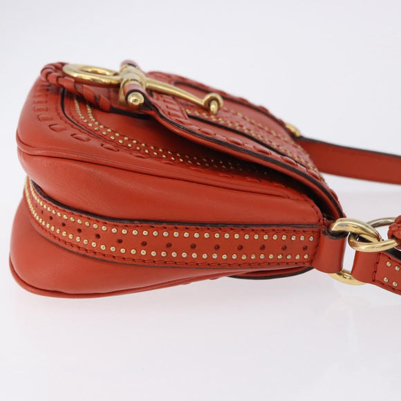 GUCCI Bamboo Snuffle Bit Tassel Shoulder Bag Leather Orange 263956 Auth 196442A