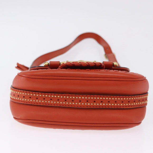 GUCCI Bamboo Snuffle Bit Tassel Shoulder Bag Leather Orange 263956 Auth 196442A