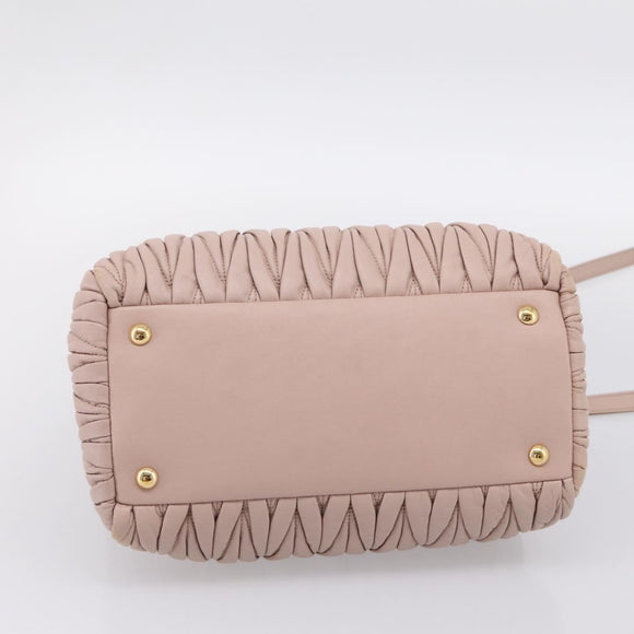 Miu Miu Matelasse Tote Bag Leather 2way Pink Gold Tone Auth 196443M