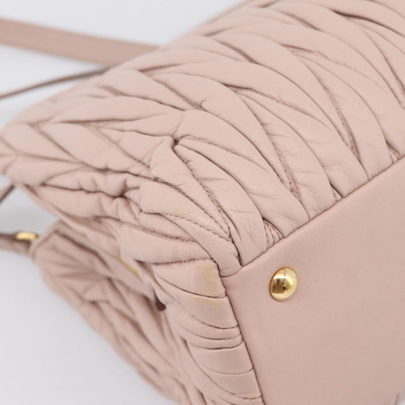 Miu Miu Matelasse Tote Bag Leather 2way Pink Gold Tone Auth 196443M
