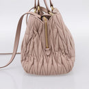 Miu Miu Matelasse Tote Bag Leather 2way Pink Gold Tone Auth 196443M-4