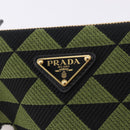 PRADA Chain Triangle Shoulder Bag Canvas Green Gold Auth 196445M-18