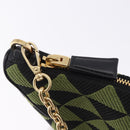 PRADA Chain Triangle Shoulder Bag Canvas Green Gold Auth 196445M-9