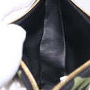PRADA Chain Triangle Shoulder Bag Canvas Green Gold Auth 196445M-21