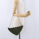 PRADA Chain Triangle Shoulder Bag Canvas Green Gold Auth 196445M-22