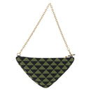 PRADA Chain Triangle Shoulder Bag Canvas Green Gold Auth 196445M-2